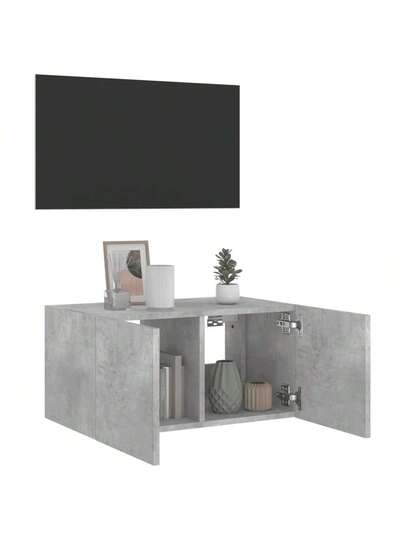 VidaXL TV Wand Unit LED Lighting 60x35x31 Cm Concrete Grijs view 6