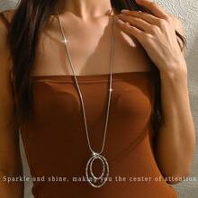 1 件椭圆形吊坠项链，复古夸张时尚项链首饰，适合男女，休闲装 - 橢圓款 - 查看 8