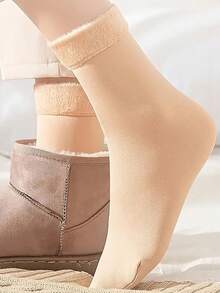 4/10 pares de calcetines gruesos y cálidos unisex, calcetines de invierno unisex de media caña forrados de lana, calcetines cálidos de unicolor unisex para hombres y mujeres. Hechos de material cómodo, lavables a máquina, adecuados para diversas ocasiones.