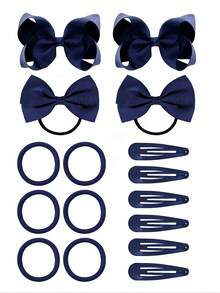 16 Stücke Schulmädchen Haarschmuck Set mit Schleifen, Haarclips und Haargummis für kleine Kleinkinder Schulmädchen Rückkehr zur Schule