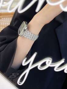 1 pieza Compatible con correa de , Compatible con banda de , Compatible con Apple Watch 38/40/41/42/44/45/46/49mm, Joyería de plata para damas con diamantes brillantes y rhinestones para reemplazar la correa metálica, Compatible con Apple Watch Ultra 2/Ultra 10/9/8/7/6/5/4/3/2/1/Se, Compatible con accesorios de . Correa de reloj inteligente