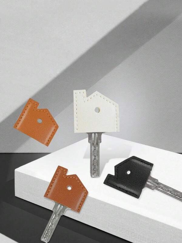 1/2Pcs Vintage Faux Leather Key Covers Key Protectors - Cute Leather Key Identification Caps Keychains With Sort Mark For Household Home And Office Use Key Organization And Decoration Items Christmas Key Covers