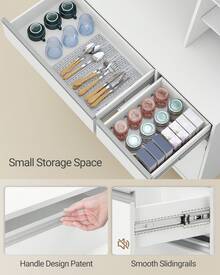 HaluPeit Kitchen Cabinets, Kitchen Sideboard, Tall Chest Of Drawers With Sockets, With Worktops And Two Drawers, Adjustable Shelves, Restaurant, Living Room, 40 X 100 X 180 Cm, White - Phích cắm loại EU E (220-240V) - Xem 7