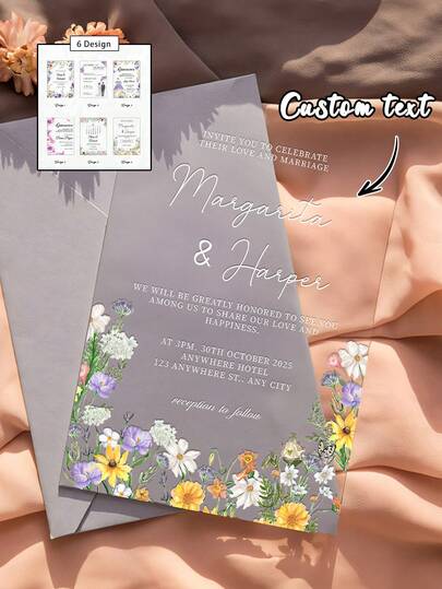 Acrylic Wedding Invitation: Custom Elegant Party Invites, Custom Acrylic Wedding Invitation, Acrylic Invites, Luxury Invite, Transparent Invitation, Custom Acrylic Wedding Invitation, Acrylic Invites, Minimalist Acrylic Invite, White Ink Acrylic Invitation, Transparent Invitation