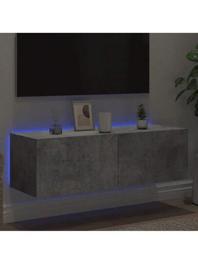 VidaXL TV Wand Unit LED Lighting 100x35x31 Cm Concrete Grijs view 4