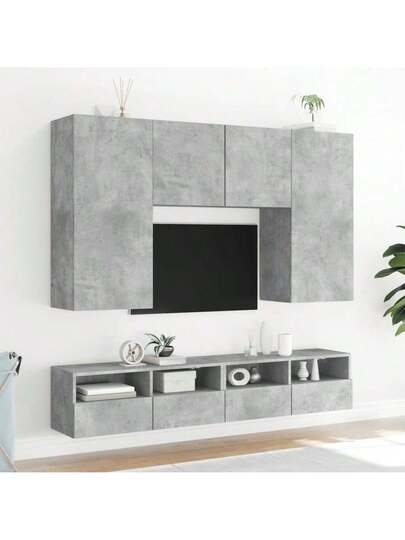 VidaXL TV Wand Units Pcs 80x30x30 Cm Finished Wood Concrete Grijs view 4
