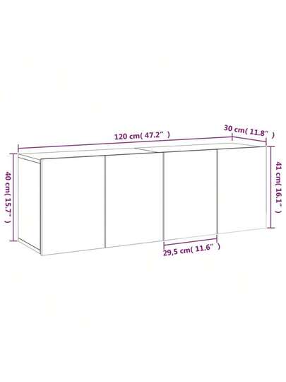 VidaXL TV Cabinets Pcs Wand Mounted 60x30x41 Cm Concrete Grijs view 2