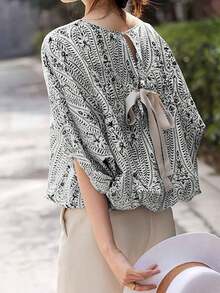 Camisa de mujer con ajuste holgado y estampado geométrico - Multicolor - Ver 1