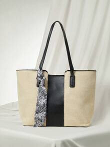 Women's Casual Canvas Splicing Zipper Shoulder Bag With Large Capacity For Everyday Use Handbags Winter Gifts - Black - View 8