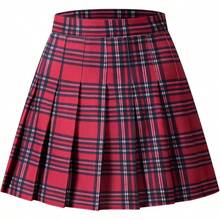 Short Pleated Skirts For Women Cheerleader Uniform High Waist A-Line Mini Skirt - 紅色格子 - 查看 1