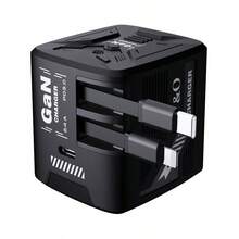 W&O 120W 手机 GaN 快速充电器，GaN 快速充电器 - 轻松增强您的充电游戏：高效 USB-C 可折叠旅行充电器，带 2 根电缆，带 1 个 C 型端口 - 适用于为各种电子设备充电，120 厘米/47 英寸可伸缩电缆，送给朋友的理想礼物。- 粉色/绿色/蓝色/黑色家庭办公室手机充电器多端口高输出功率 - 美規A型插(110-127V) - 查看 13