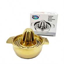 MiLaiWP 1pc Golden Stainless Steel Manual Juicer, Handheld Fruit Lemon Orange Squeezer Press, Compact Portable Design