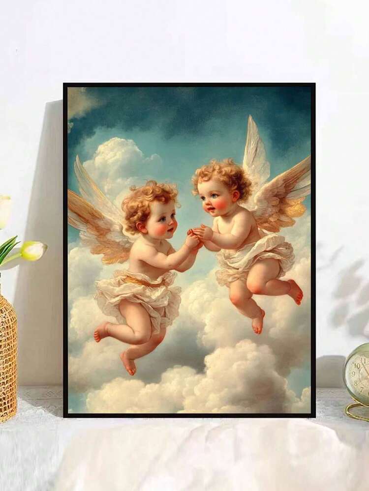 Kit de pintura de diamantes 5D "Little Angels", para principiantes adultos, bordado de diamantes 5D completo y redondo, mosaico de cristal artesanal, adecuado para decoración de pared del hogar, regalo de Acción de Gracias y Navidad para familiares y amigos - Multicolor - Añade 4