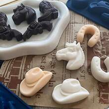 Cowboy Chocolate Molds,Cowboy Hat Boot Horse Saddle Shape Silicone Candy Molds Western Themed Party Baking Moulds Jello Ice Cube Candle Mold For Cupcake Cakesicle Decorations