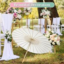 Sombrilla de bambú blanca para decoración de bodas, 1 pieza de tela de sombrilla de bambú estilo chino H G Q - Blanco - Ver 5