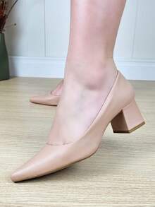 Women's Pumps Pointed Toe Thick Block Heel Light And Comfortable Luxury Fashion - 淺粉色 - 查看 9