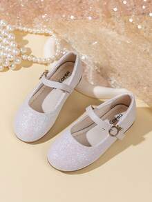 أحذية مسطحة للأطفال، مصنوعة من جلد لامع مزينة بأزرار اللؤلؤ، مناسبة للمدرسة والمنزل والحفلات والأداء