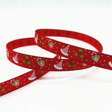 5yards 10mm Christmas Ribbon Printed Christmas Polyester Ribbon For Handmade Design Christmas Decoration Gift Packing
