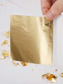 100/200/500pcs Imitation Gold Silver Foil Paper Leaf Gilding DIY Art Craft Paper Birthday Party Wedding Cake Decorations Resin Candle Plaster Craft Art Nail Decoration - Multicolor - View 3