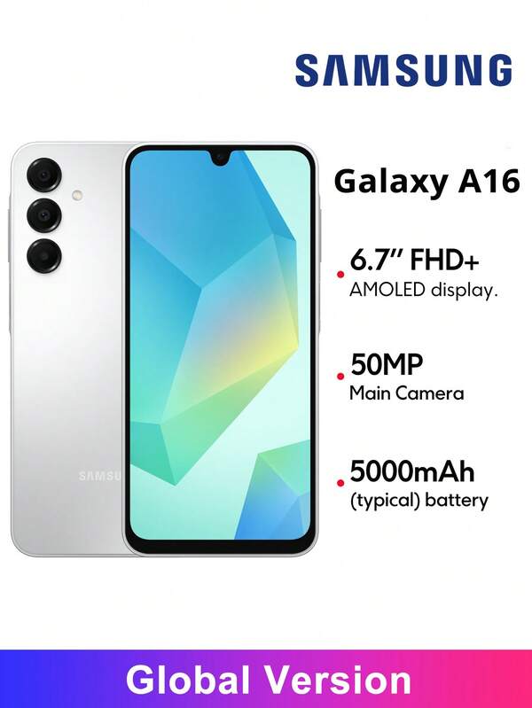 Samsung Galaxy A16 4G Smartphone Globale Version 6,7-Zoll AMOLED 90Hz Display 50MP Rückkamera 13MP Frontkamera Fingerabdrucksensor Entsperrung 5000mAh Akkulaufzeit *OHNE Ladegerät