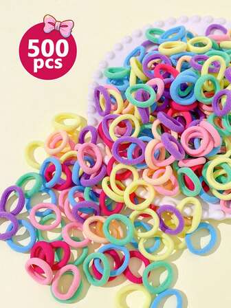 98/500/1000pcs Colorful Hair Scrunchies For Women, Polyester Hair Ties, Suitable For All Seasons, Great Gift For Friends And Girlfriends For Daily Wear