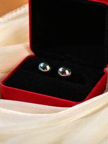 6/8/10mm Natural Stone Round Bead Stainless Steel Stud Earrings, Agate/Crystal/Faux Pearl And Other Natural Materials, Lucky Stone Healing Stone Energy Boosting, Fashion Jewelry Earrings For Women