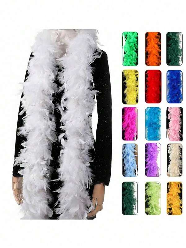 Feathers Boa, Diy Party Dress Up Costume Accessories, Colorful Feather Boas, Scarf Decoration, Suitable For Birthday Party, Halloween, Christmas, Horse Racing, Tea Party, New Year's Eve, Concert And Home Decor, Dance Wedding, Stage Performance, Carnival Costume And Accessories, Party Supplies