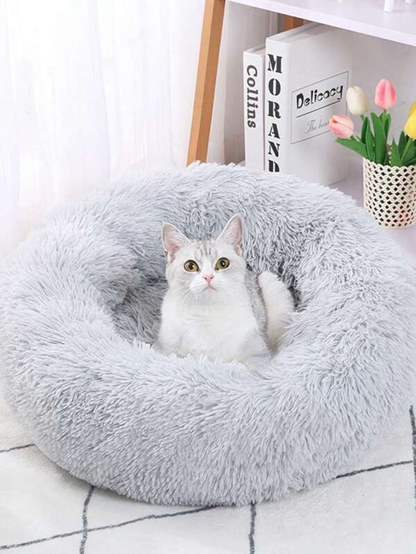 1-częściowe pluszowe legowisko dla zwierząt, zimowe legowisko dla kota, legowisko dla psa, ciepłe i zdejmowane, okrągłe legowisko dla kota, odpowiednie na wszystkie pory roku