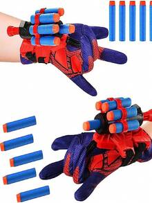 1PC Spider Hero Web Shooter Glove Launcher Soft Darts Suction Cup Role Play Toy Gift Party Favor Red Blue