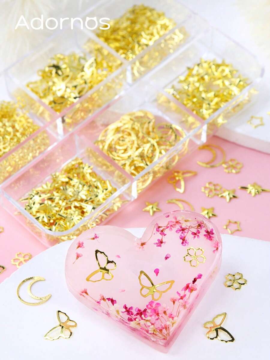 1 Box Metal Butterfly Epoxy Resin Filler Accessories, Star Moon Tree Resin Silicone Mold Filler, Keychain Pendant Jewelry DIY Craft Making