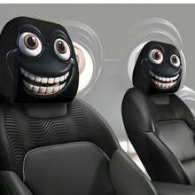Funny Car Headrest Pillow Cases - Fit Front Seat Protectors, Cute Expressions For Fans, Compatible With Most Vehicles - Ideal For Road Trips, Daily Commute & Gifts, Vehicle Comfort, Playful Design, Soft Fabric Cover, Travel Essential, Gift Shoppers