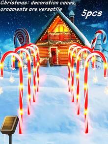 1 Christmas Candy Cane Light, Snowflake/Star Unique Candy Cane Light, Outdoor Camping Christmas Decorative Rattan Light, Lawn, Patio, Garden Christmas Tree Indoor And Outdoor Decor, Christmas Garden, (1 Set Of 5/10 Canes) Toys, Birthday Decorations! Wedding Decorations, Ambient Lights! - Suitable For Camping, Home Decoration, Outdoor Decoration
