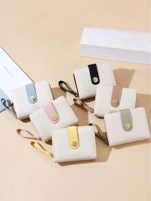 女士超薄皮革双折钱包 小型紧凑型钱包 带信用卡槽 硬币拉链袋和挂绳 圣诞节和万圣节送给伴侣的理想礼物（无标志版） 女士钱包 迷你钱包 钱包 钱包 小钱包 可爱钱包 - 卡其色 - 查看 6