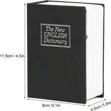 Scatola di sicurezza decorativa a forma di libro con serratura a chiave, scatola di archiviazione nascosta finta, adatta per libreria domestica, negozio, salvadanaio, cassaforte per documenti, colore nero