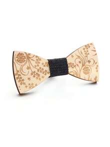 1pc Wooden Geometric Pattern Bowknot For Men, Suitable For Holidays, Parties And Events