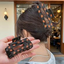 1pc Halloween Black Square Hollow Pumpkin Hair Claw Clip, Minimalist Pumpkin Hair Clip,Fall,Hair,Hair Accessories,Hair Accessories For Women,Travel,Hair Accessories,Accessories Women,Hair Accessory,Hair Accessories Women,Hair Tools,Hair Stuff,Stuff,Beauty Accessories,Gifts,Travel,Gifts For Women,Hair Stuff,Stocking Stuffers