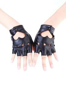 Punk-Stil fingerlose Tanzhandschuhe für Frauen, Jazz-Performance Tanzhandschuhe, Kunstleder - Verschiedenfarbig - Übersicht 1