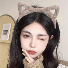 Cute 1 Pc Women's Cat Ear Headband, Autumn/Winter Style, Fashionable And Versatile For Daily Wear, Face Washing, Makeup, And Outfit Matching Leopard Print,Hairband,Hair Hoop Headbands