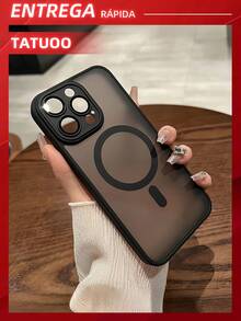 1 Piece Matte Magnetic Skin Touch Phone Case With Lens Film Protection Compatible With IPhone 15pro Max/14/13/12/11 - Black - View 2