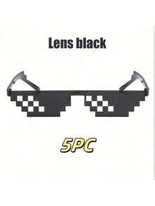 1PC Mosaic Glasses, 2D Sunglasses, My World Personalized Pixel Sunglasses, Funny Mosaic Glasses(Add 5pcs;)