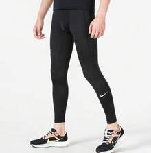 Nike 男新款訓練健身瑜珈透氣健身速乾小勾運動長褲 - 黑色 - 查看 2