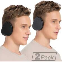 Foldable Fleece Ear Warmers For Outdoor Skiing - B-黑色+灰色 - 查看 12