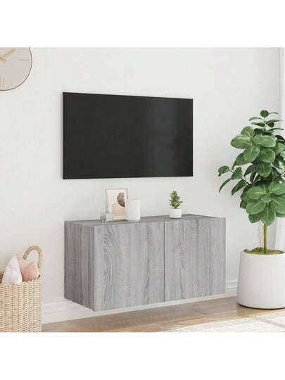 VidaXL TV Wand Unit LED Lighting 80x35x41 Cm Grijs Sonoma view 5