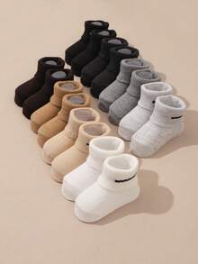 8双婴儿男女款纯色中筒袜