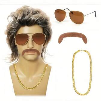 70s 80s Disco Wigs Synthetic Costume Wigs Mullet Wigs For Men Disco Singer Rocker Hippie Costume Cosplay Party Halloween Wigs