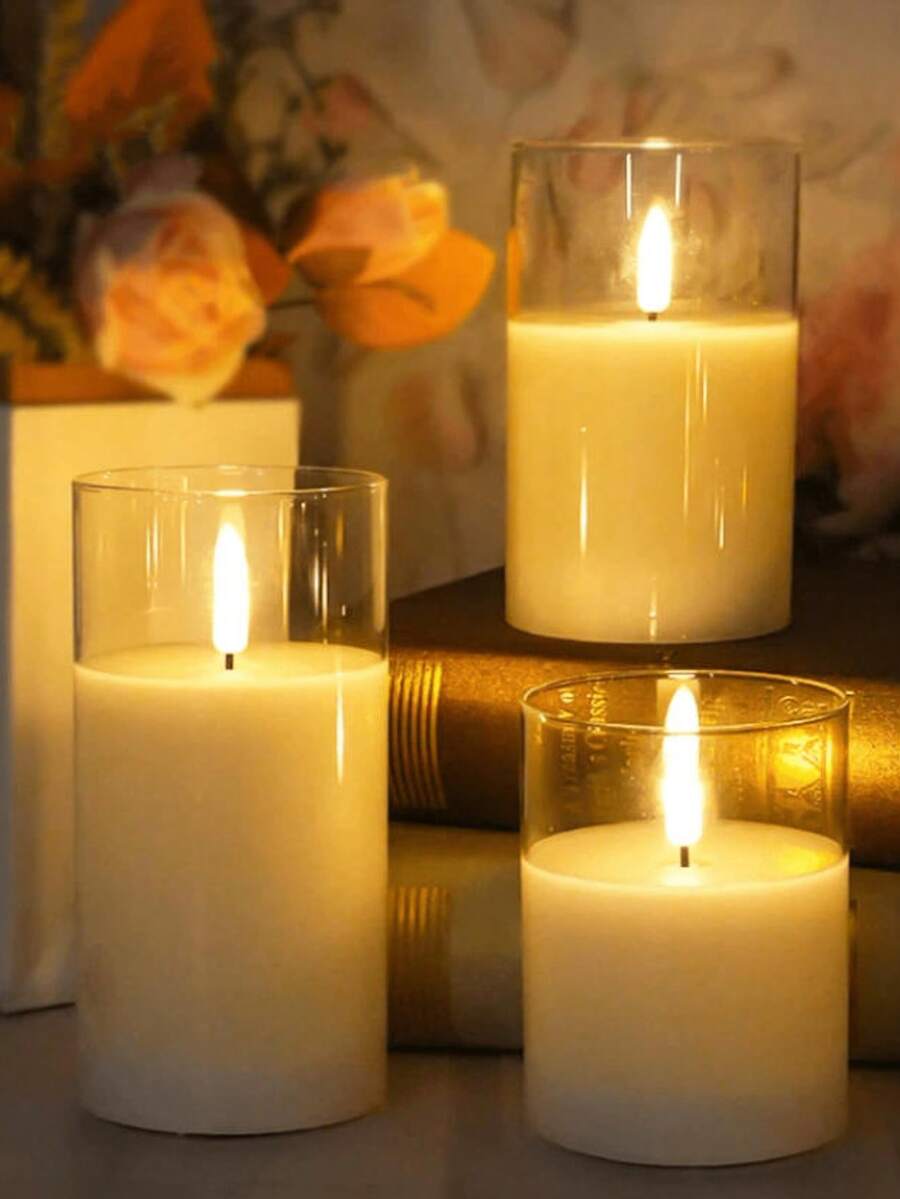 3pcs Decorative Lights, LED Atmosphere Night Lights, White Candle Lights With Remote Control, For Home Decor, Party Decor, Birthday Party, Outdoor Decor, Wedding Decor, Bedroom, Study, Reading Room, School, Restaurant, Bar, Cafe, Suitable For Halloween, Thanksgiving, Christmas, Valentine's Day, Mother's Day, Father's Day, Can Be Used As Holiday Gifts, Birthday Gifts, Wedding Gifts