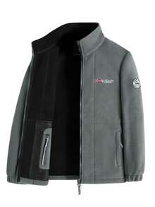 Men's Double-Sided Fleece Clothing With Warm And Fleece Lining, Multi Pocket Design, Exquisite Embroidery On The Chest And Armband Logo, Windproof Cuffs, Comfortable To Wear. - Xám - Xem 7