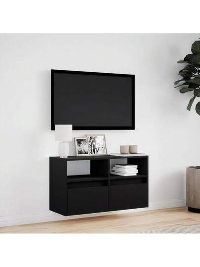 VidaXL TV Wand Unit LED Lighting 80x31x45 Cm Zwart view 4