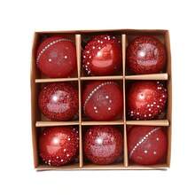 9 pièces/boîte, boules de décoration d'arbre de Noël de 8 cm/3,1 po de diamètre, boules décoratives colorées suspendues pour salon, chambre à coucher, décoration de fête de vacances, pendentifs de décoration de Noël, décoration de la maison, décorations de Noël, décoration de pièce d'hiver