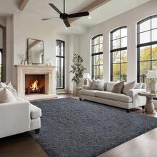 Large Rugs For Bedroom,Thick Pile Fluffy Rugs For Living Room, Thick And Durable Rugs,Rug Decoration Suitable Bedroom, Minimalist Style Rug Decoration Suitable Living Room , Modern Soft Rugs For Living Room, Available In Various Sizes, Elegant Home Decor, Soft Textured Cushions. - Dark Grey - View 7